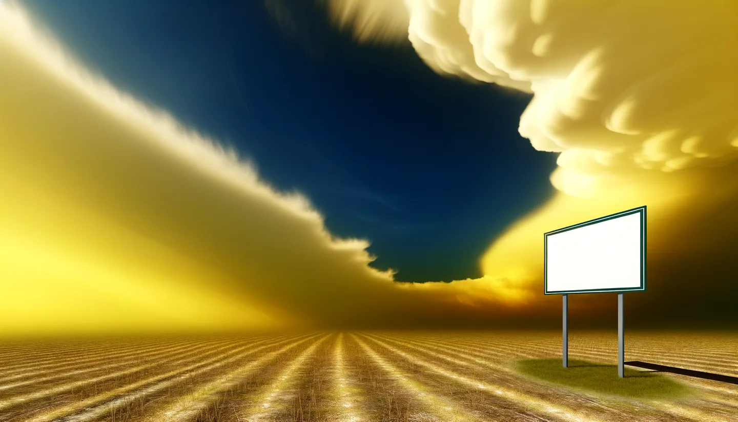 Vacant land parcel with real estate sign at golden hour