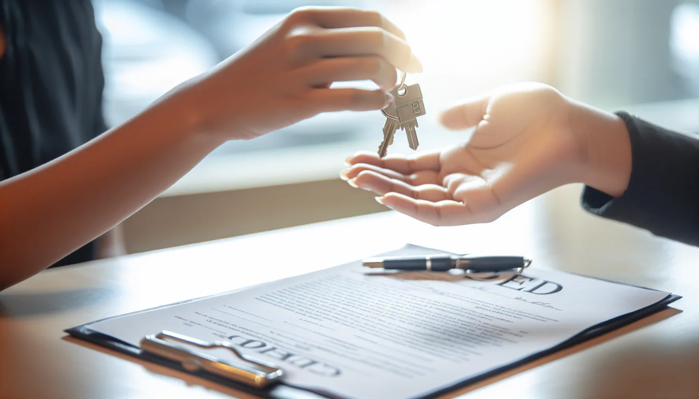 Exchanging keys over a signed property deed at closing