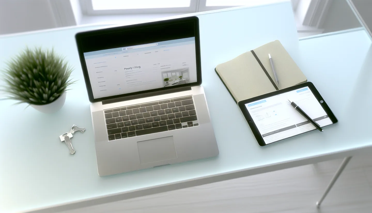 Laptop and tablet showing online property listing website