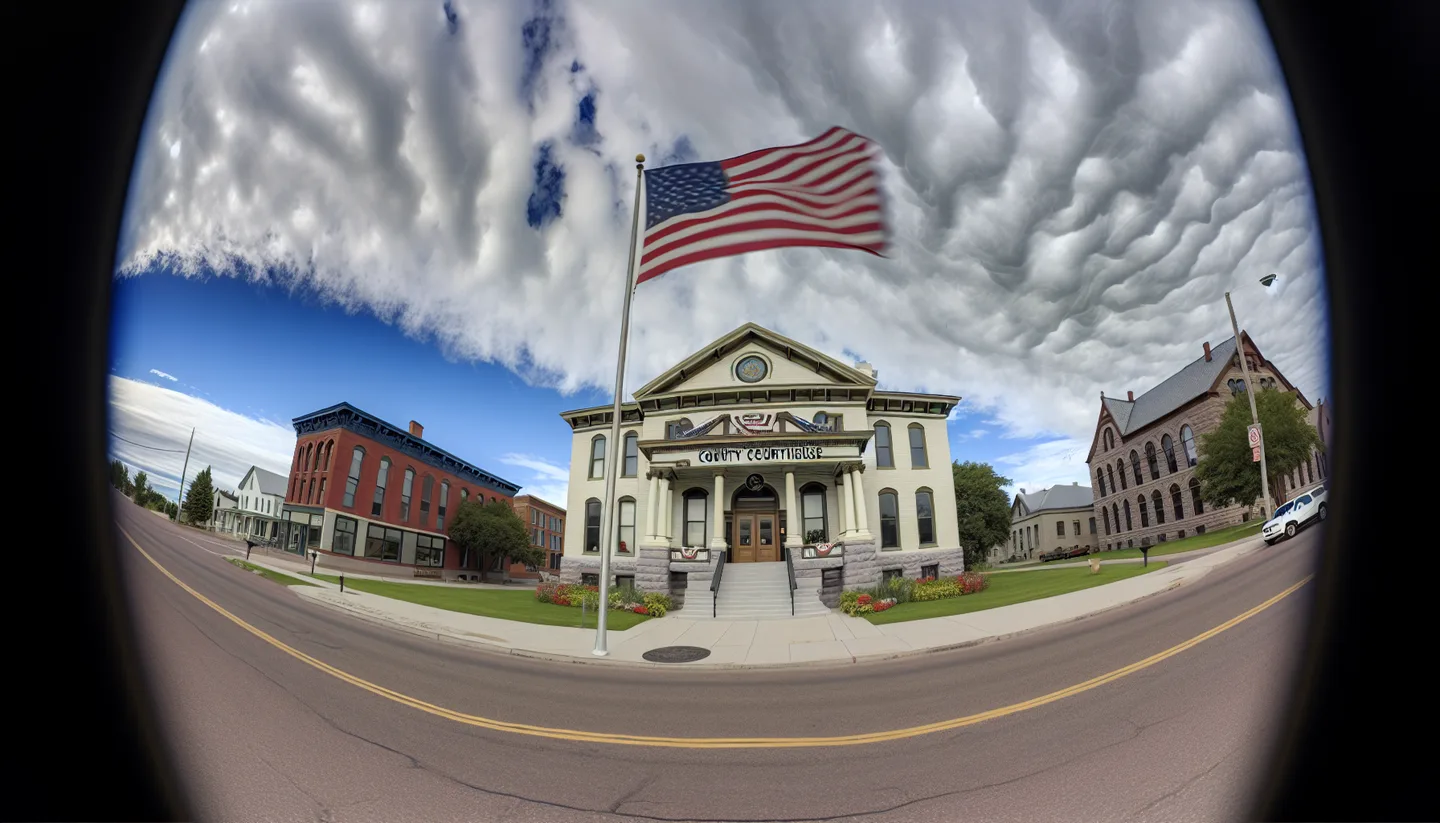 County courthouse exterior in a small town